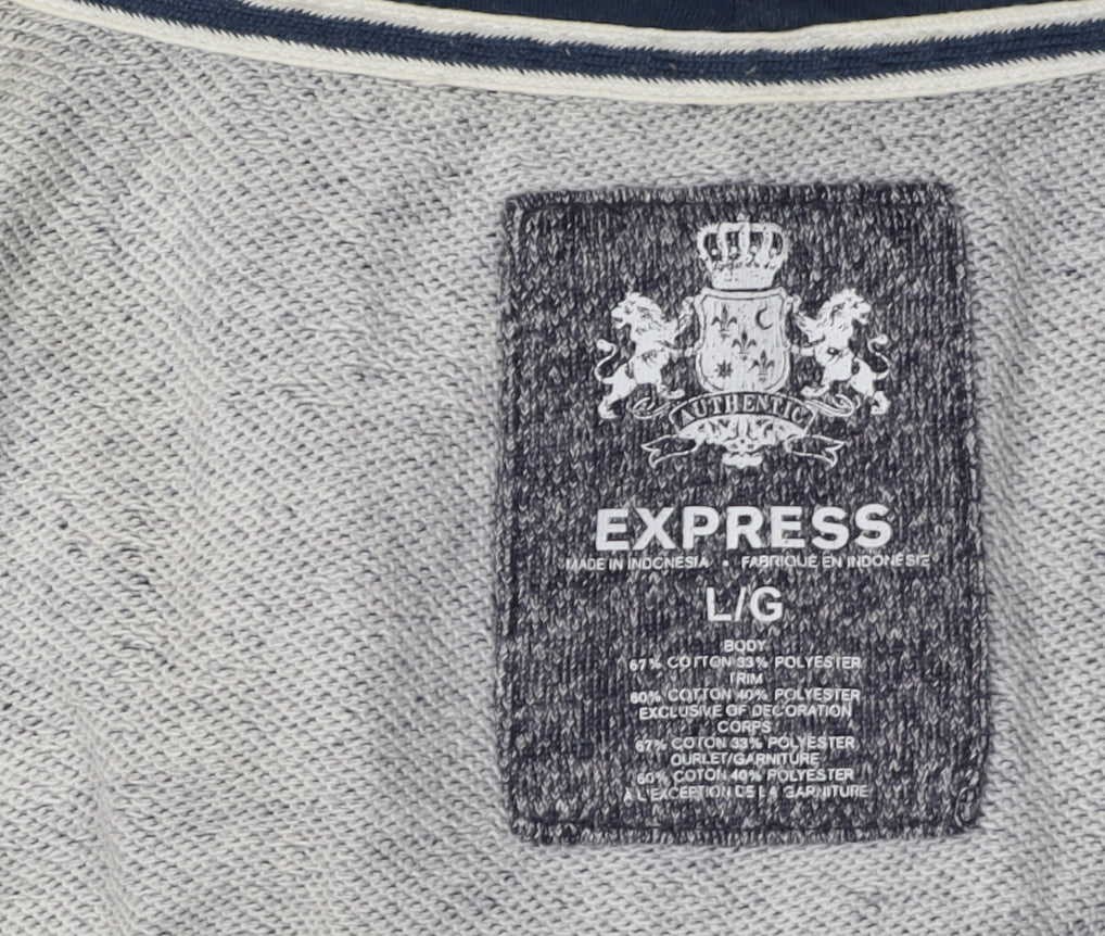 Express Men's Grey Full Zip Hoodie L Size