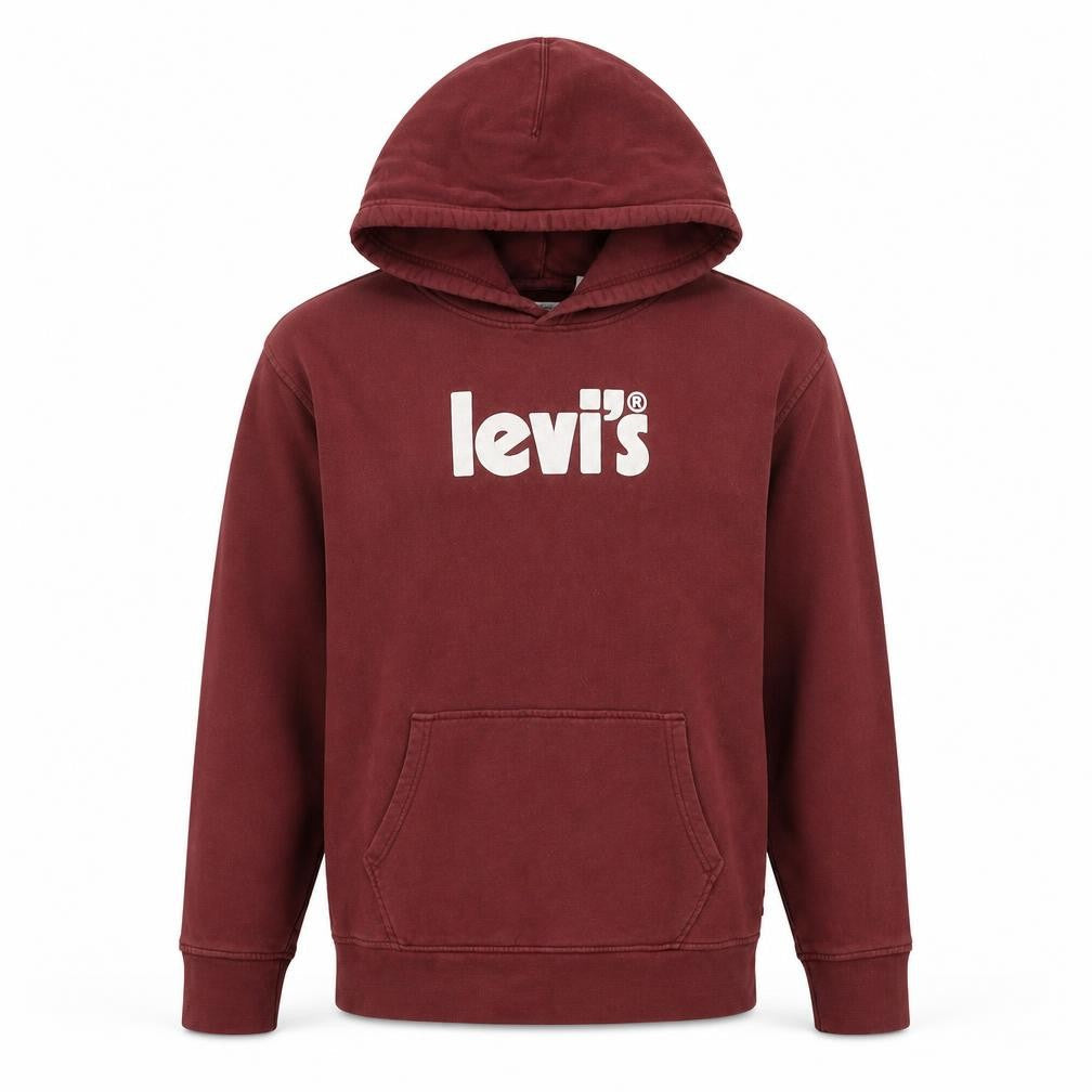 Front view of Levi's Red Hoodie, unisex adults, small, relaxed fit