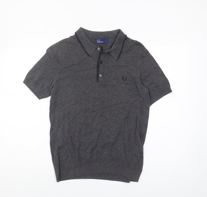 Fred Perry Men's Grey S Henley Jumper Casual