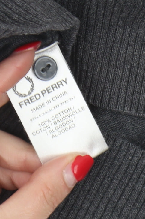 Fred Perry Men's Grey S Henley Jumper Casual