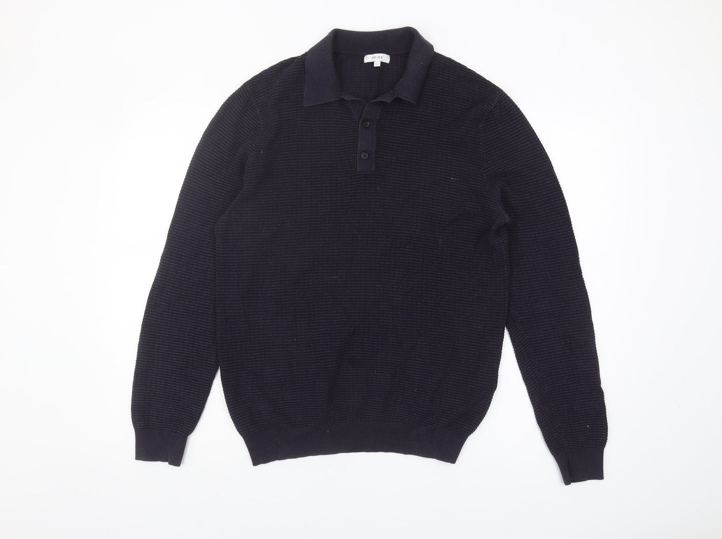 Reiss Men's Black Medium Collared Jumper Classic