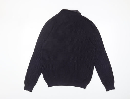 Reiss Men's Black Medium Collared Jumper Classic
