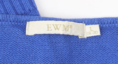 EWM Women's Blue Pullover Jumper, Size L, Cotton