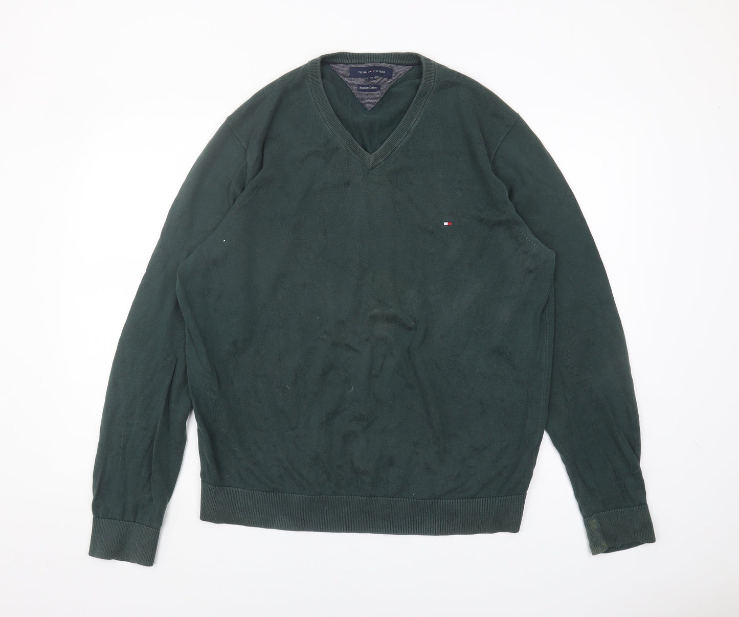 Tommy Hilfiger Men’s Green XL Cotton Pullover Jumper