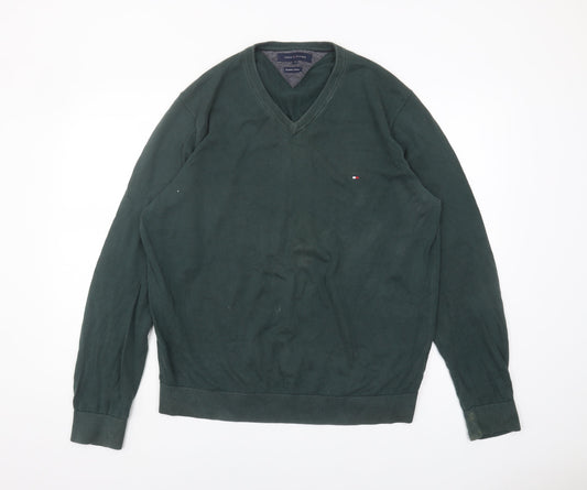 Tommy Hilfiger Men’s Green XL Cotton Pullover Jumper
