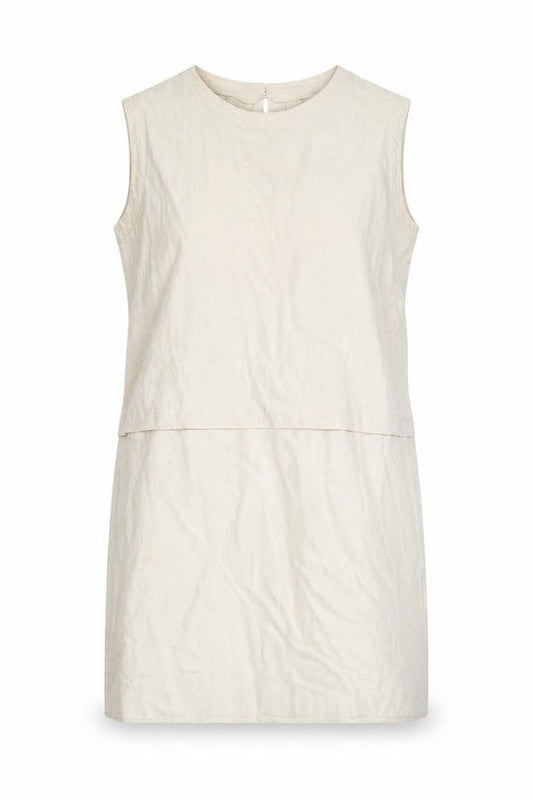 Front view of Wallis Beige Silk Shift Dress, UK 10, Women's Vintage