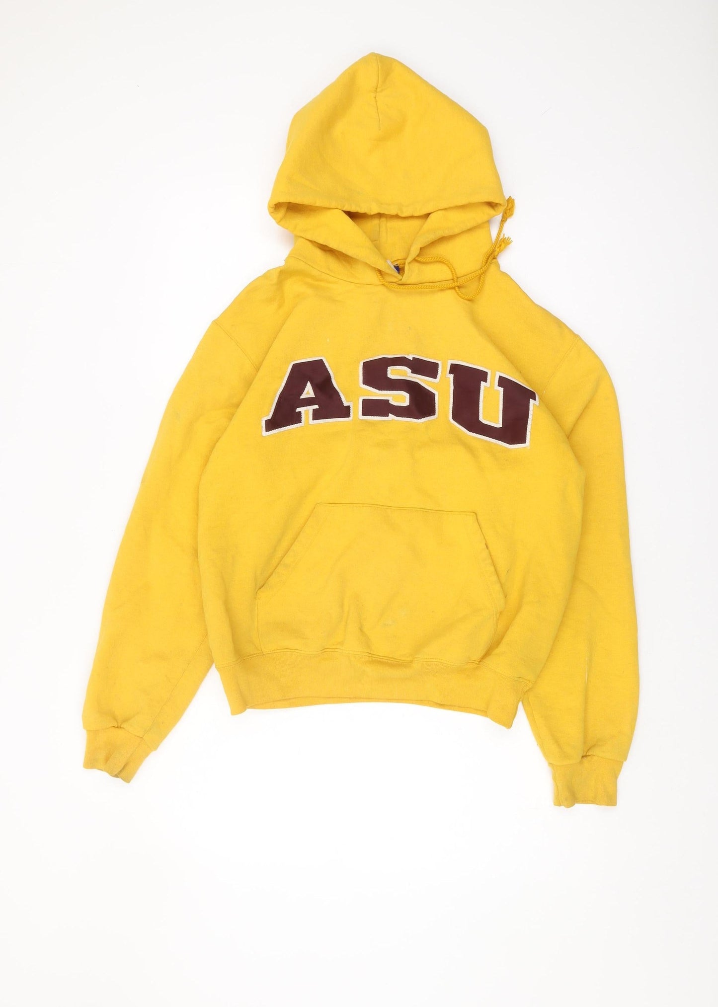 Champion Yellow Unisex Pullover Hoodie, S, Casual Sportswear