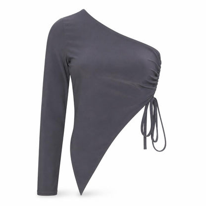 EGO Women's Grey One Shoulder Top - Size 10
