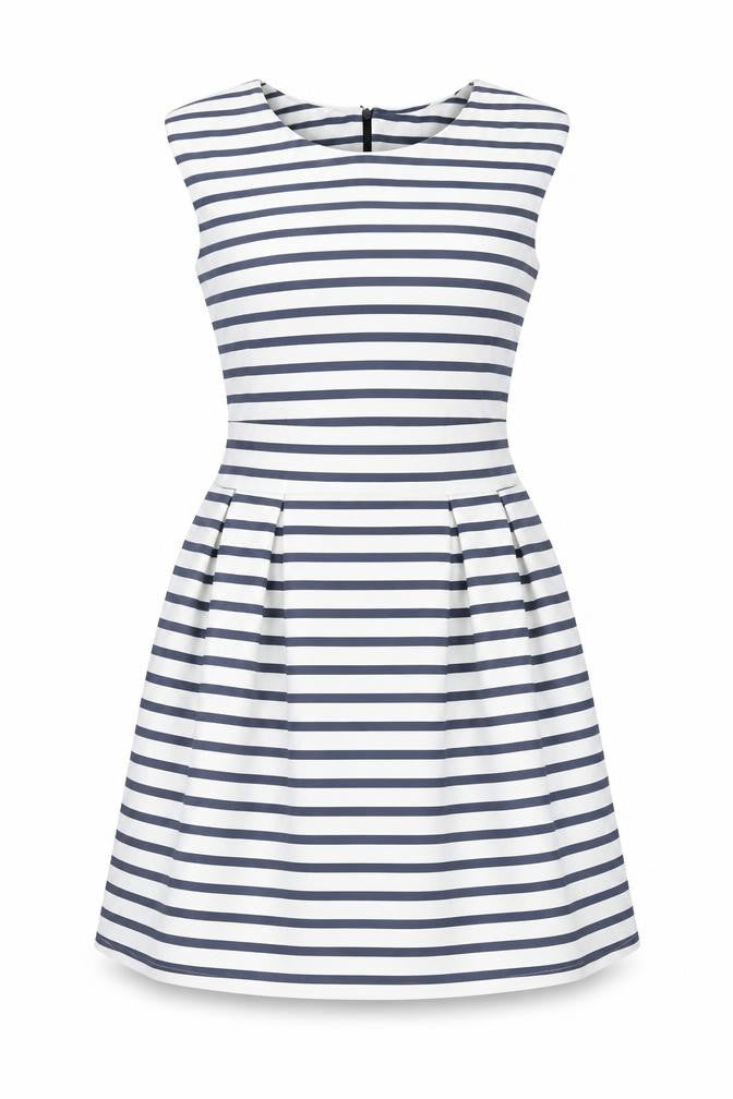 WalG Women's White & Blue Striped A-Line Dress, Size M