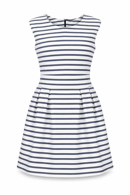 WalG Women's White & Blue Striped A-Line Dress, Size M