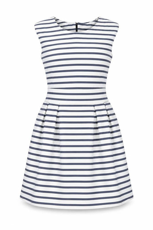WalG Women's White & Blue Striped A-Line Dress, Size M