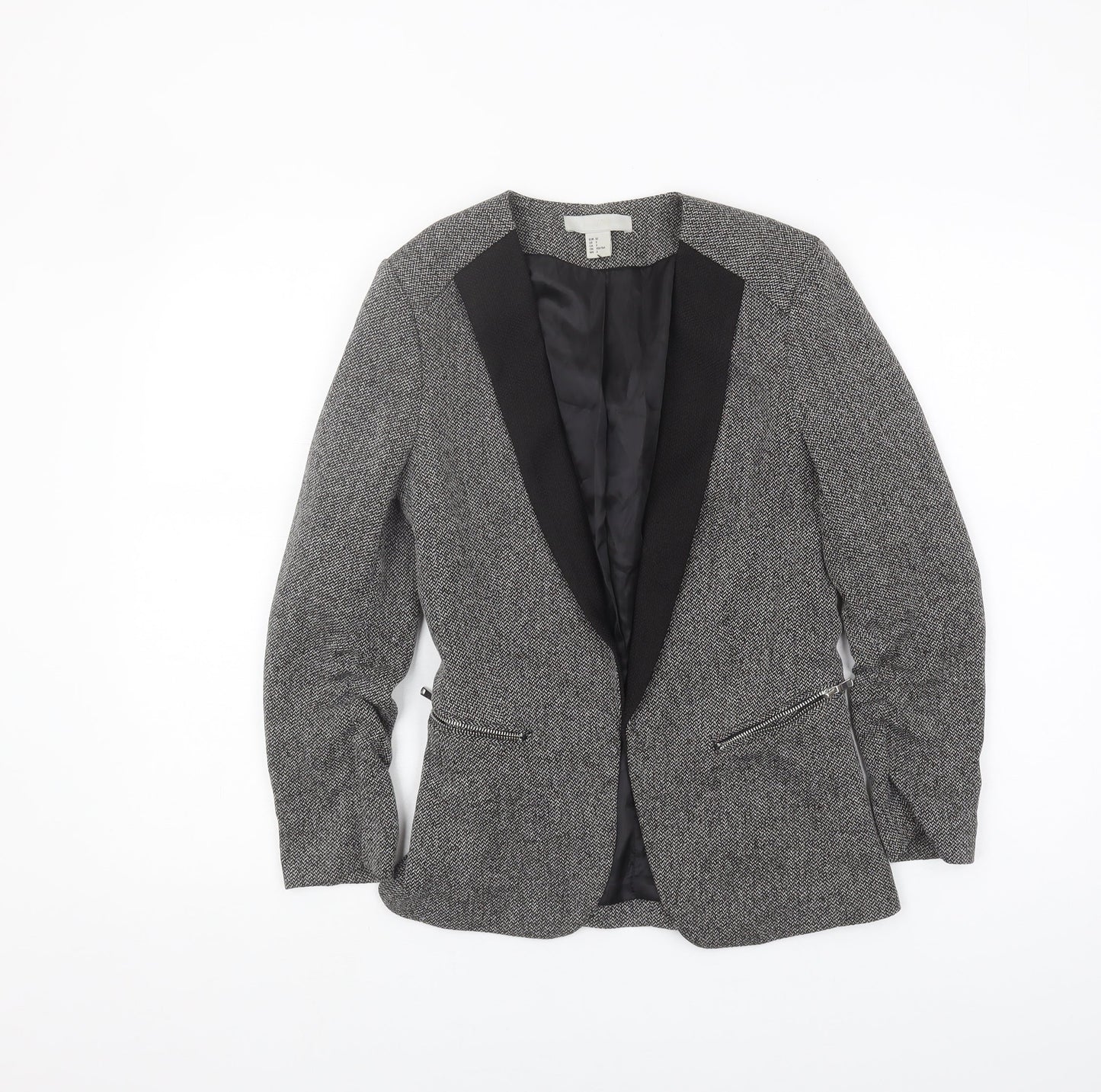 H&M Women's Grey Shawl Lapel Blazer Size 4