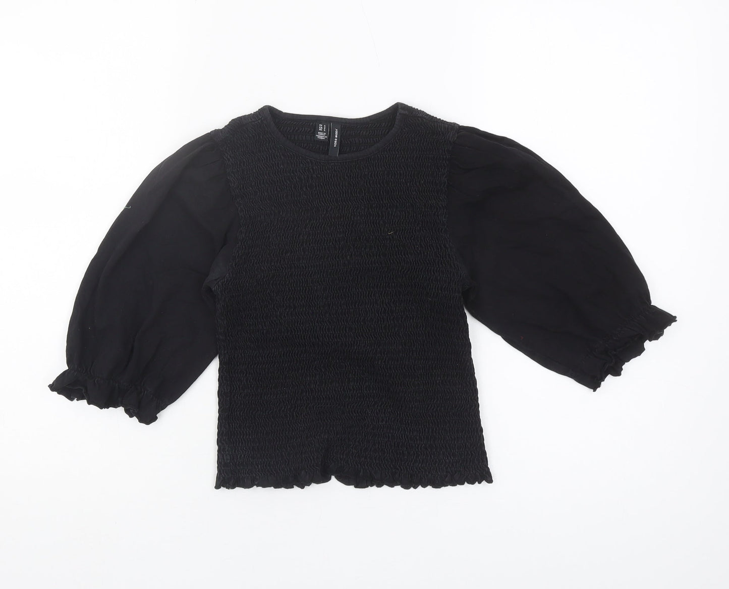 Womens UK Size S VERO MODA Black Jersey Blouse