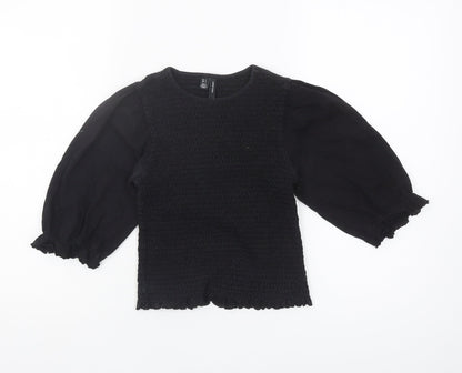 Womens UK Size S VERO MODA Black Jersey Blouse
