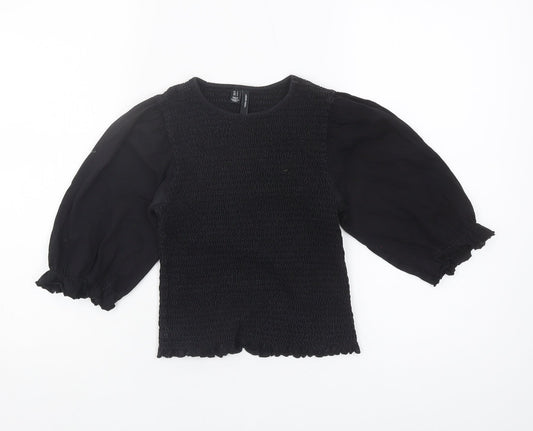 Womens UK Size S VERO MODA Black Jersey Blouse