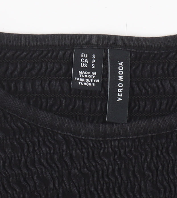 Womens UK Size S VERO MODA Black Jersey Blouse