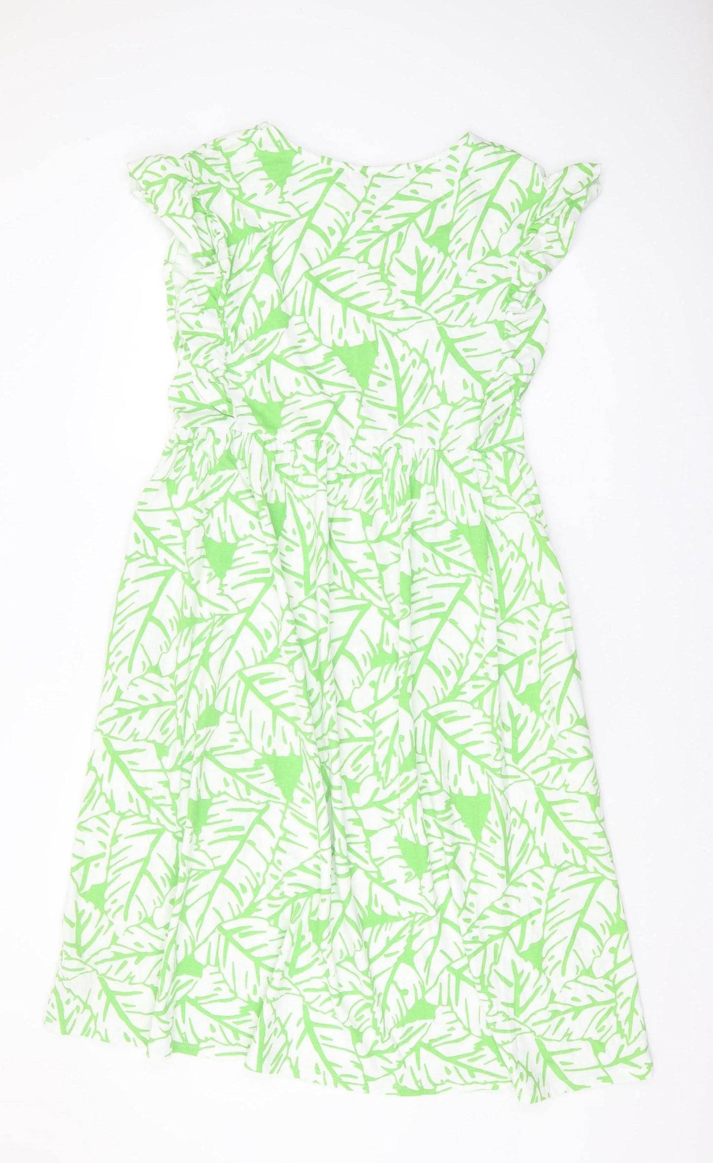 Next Women's Green White Dress Size 14 Geometric