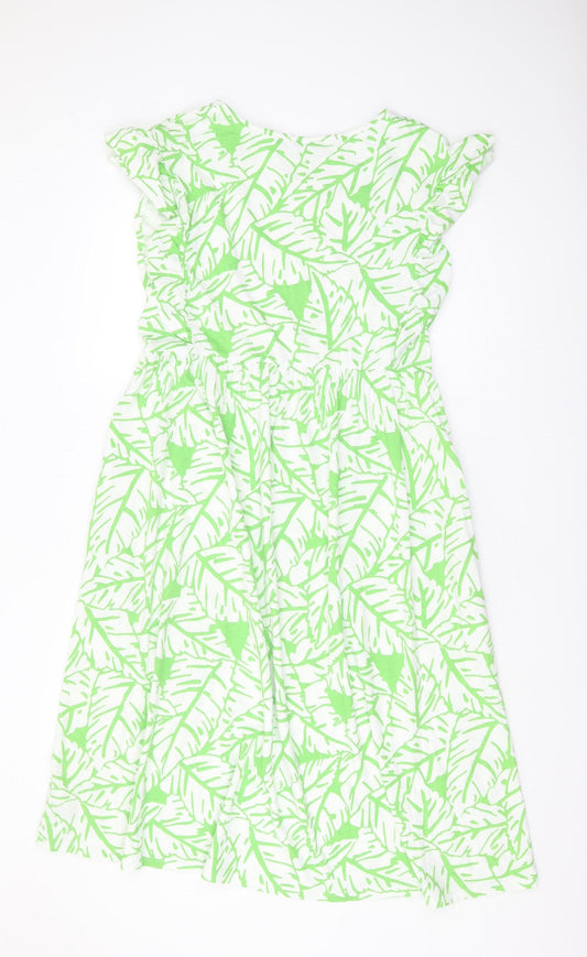 Next Women's Green White Dress Size 14 Geometric