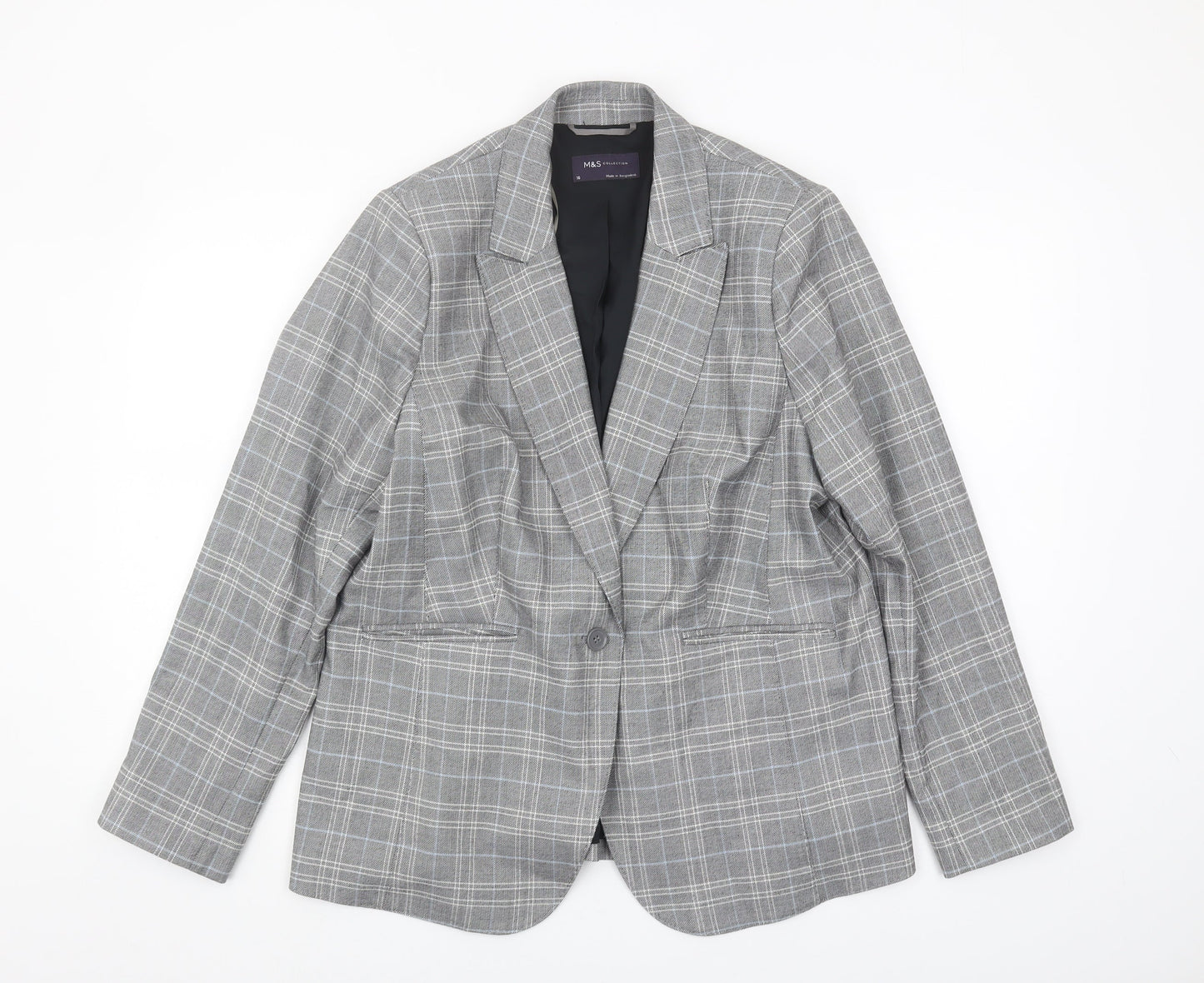Marks and Spencer Grey Blazer, Women's Size 16, Plaid