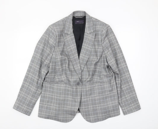 Marks and Spencer Grey Blazer, Women's Size 16, Plaid
