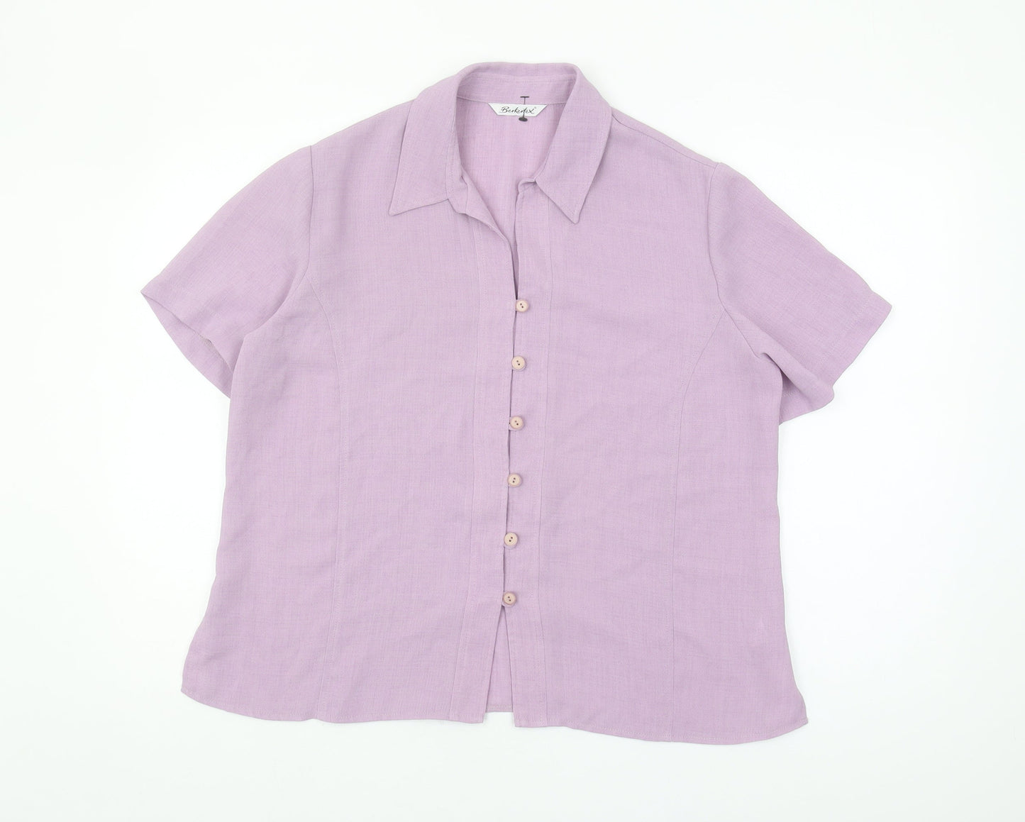 Womens UK Size 16 Berkertex Purple Basic Button-Up