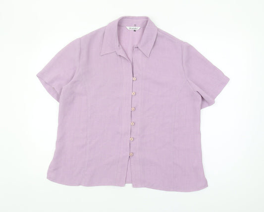 Womens UK Size 16 Berkertex Purple Basic Button-Up