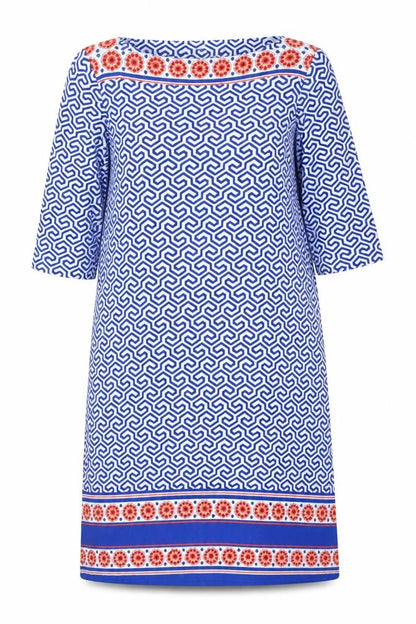 Donna Morgan Women's Blue Geometric Dress Size 16