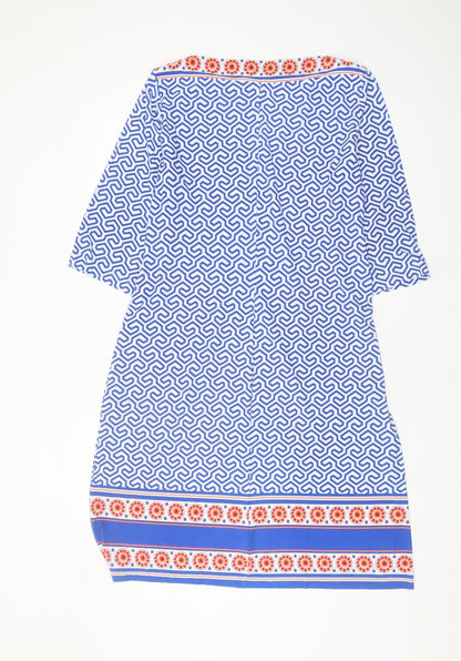 Donna Morgan Women's Blue Geometric Dress Size 16