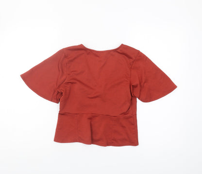 Womens UK Size 10 Miss Selfridge Red Wrap Blouse