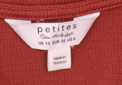Womens UK Size 10 Miss Selfridge Red Wrap Blouse