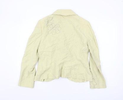 Kaliko Women’s Ivory Floral Silk Linen Blazer UK 14