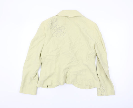 Kaliko Women’s Ivory Floral Silk Linen Blazer UK 14