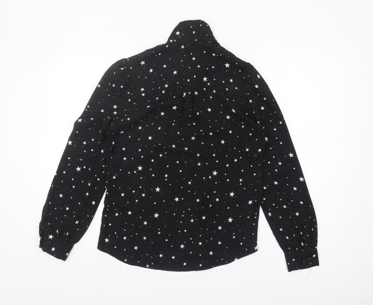 New Look Women's Black Star Print Blouse Size 6
