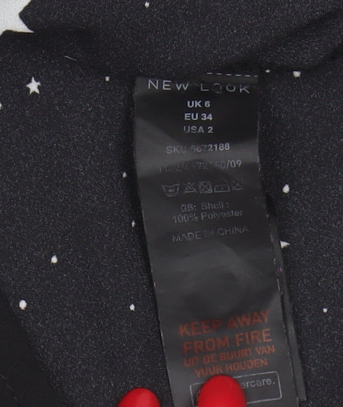 New Look Women's Black Star Print Blouse Size 6