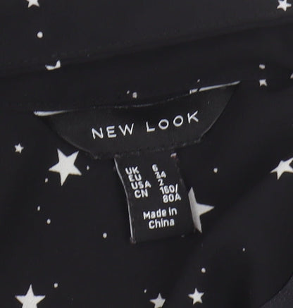 New Look Women's Black Star Print Blouse Size 6