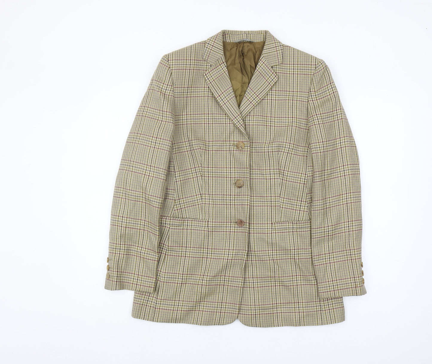 Marks and Spencer Women's Green Blazer, Size 10, Wool, Check