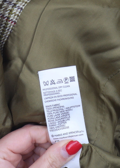Marks and Spencer Women's Green Blazer, Size 10, Wool, Check