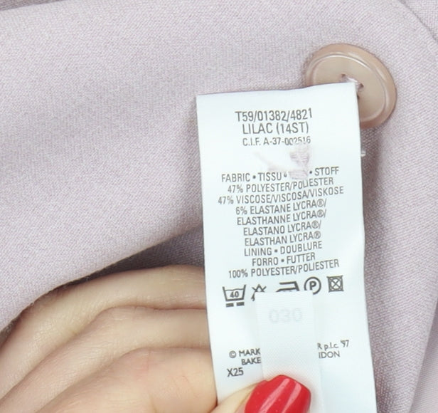 Marks and Spencer Women's Pink Blazer Size 14 Classic Fit