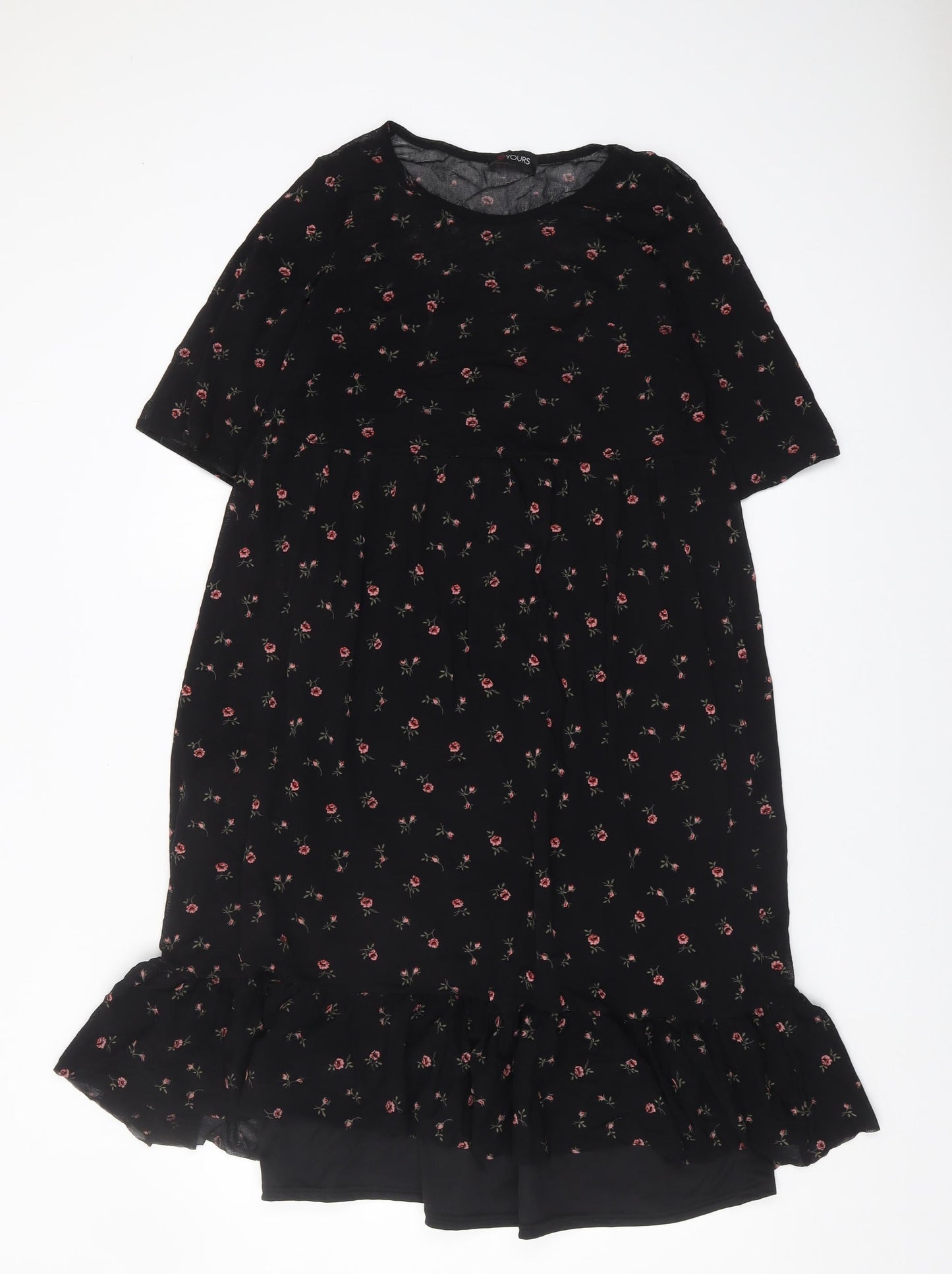 Yours Clothing Women's Black Floral Dress Size 16