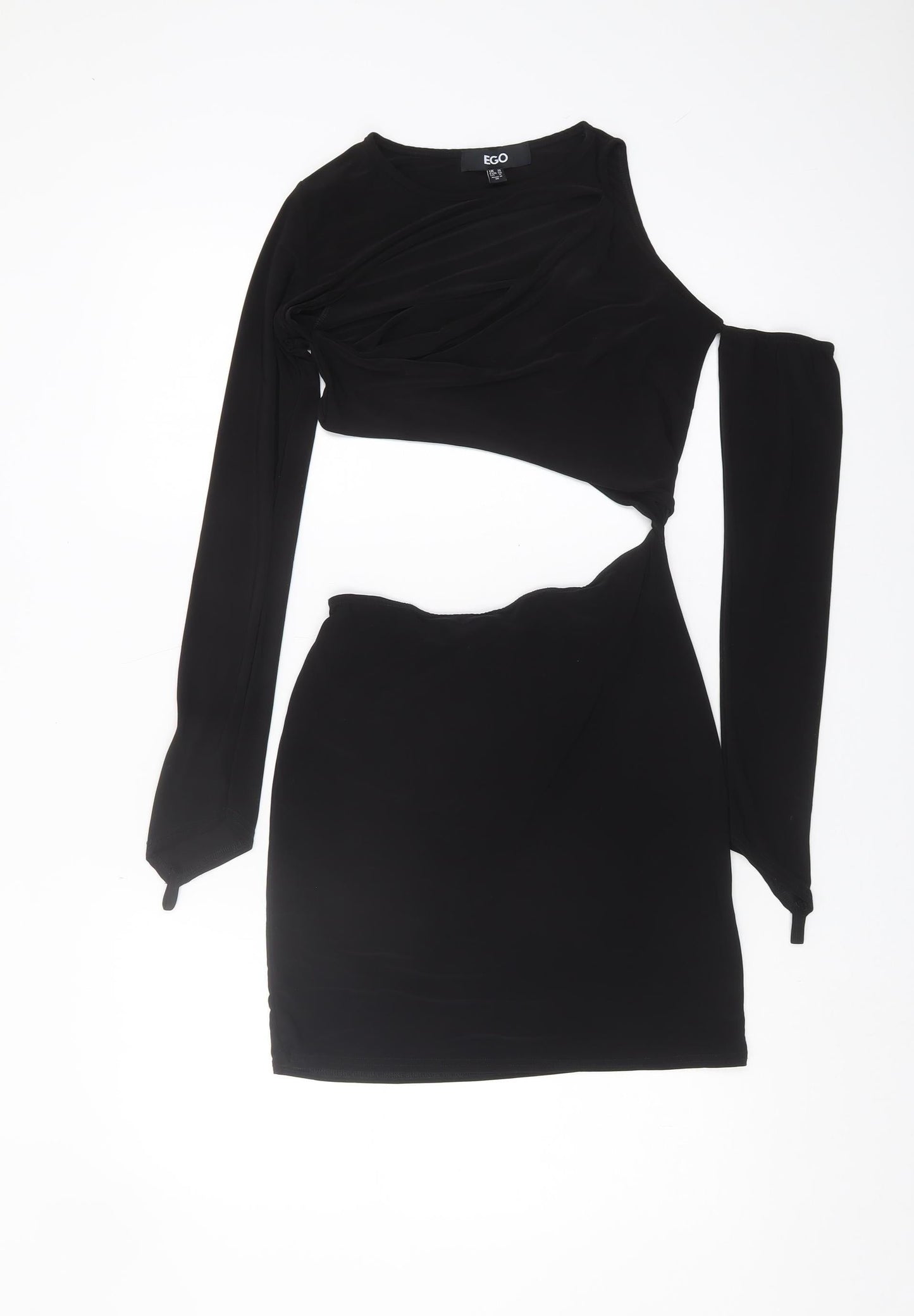 EGO Women's Black Bodycon Dress Size 10 One Shoulder