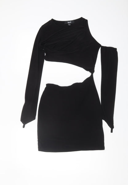 EGO Women's Black Bodycon Dress Size 10 One Shoulder