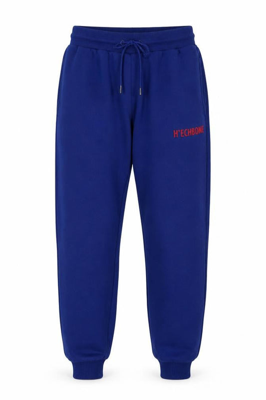 Front view of H'ECHBONE Blue Jogger Trousers S unisex casual