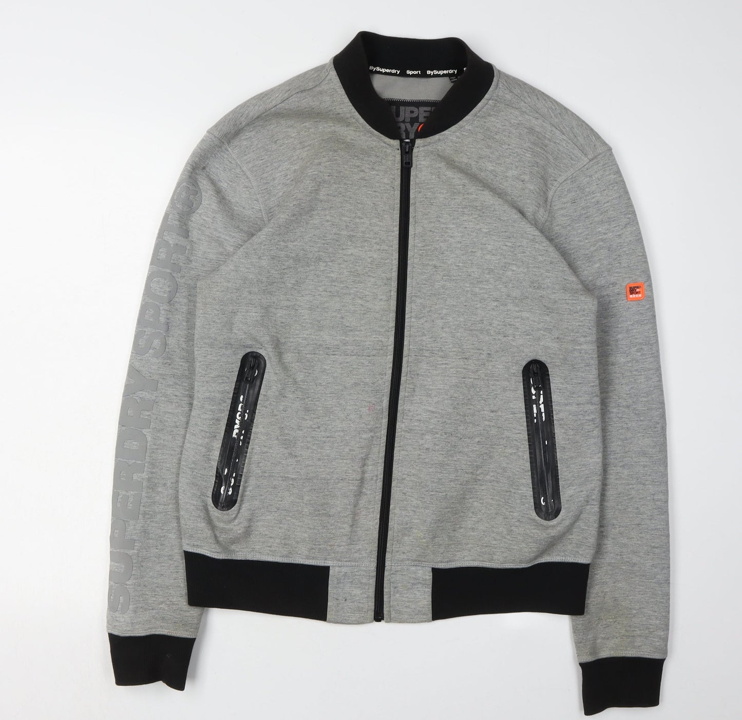 Superdry Men's Grey Full Zip Sweatshirt M Logo Print