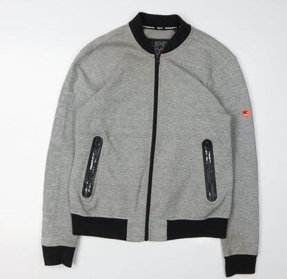 Superdry Men's Grey Full Zip Sweatshirt M Logo Print
