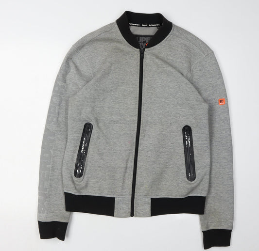 Superdry Men's Grey Full Zip Sweatshirt M Logo Print