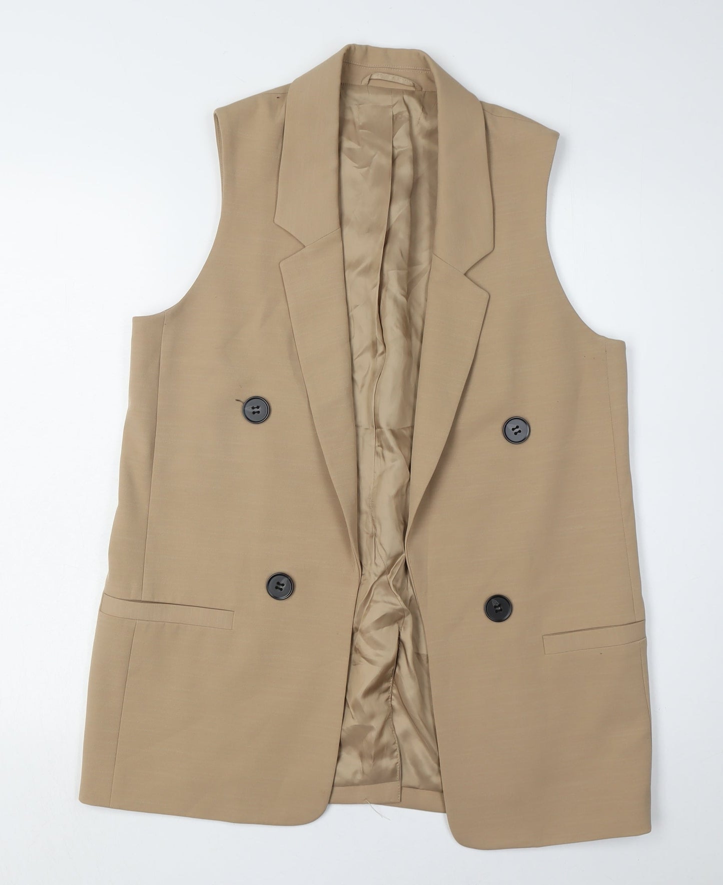 Next Women's Beige Double-Breasted Waistcoat UK 12