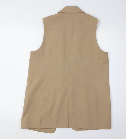 Next Women's Beige Double-Breasted Waistcoat UK 12