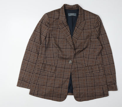 Elena Miro Women's Brown Plaid Blazer UK 14