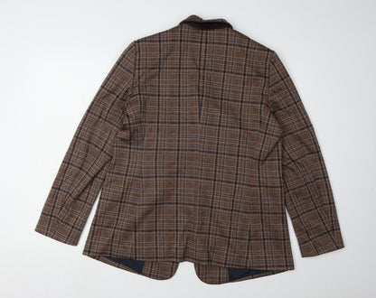 Elena Miro Women's Brown Plaid Blazer UK 14