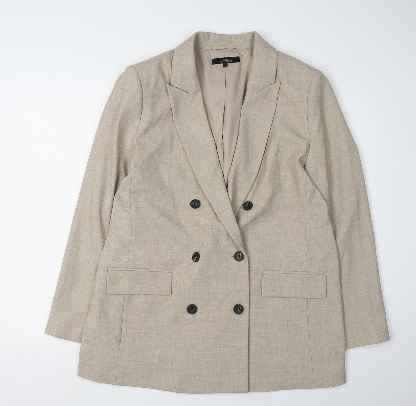 Next Women's Beige Double-Breasted Suit Jacket 16